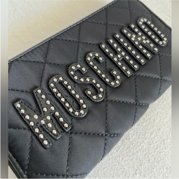 New Moschino Studded Logo Quilted
Fabric Zip Around Wallet. 100% Authentic - Picture 5 of 9